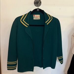 Vintage Italian 100% wool Green Jacket with Yellow Stripes